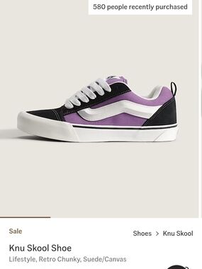 NEW! Vans Knu Skool Low-Top Sneakers - Purple/Lavender/White M's 7, W's 8.5 NIB